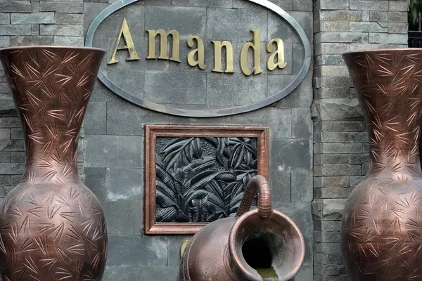 Amanda Brownies Logo Bakgrunn Nærbilde – stockfoto