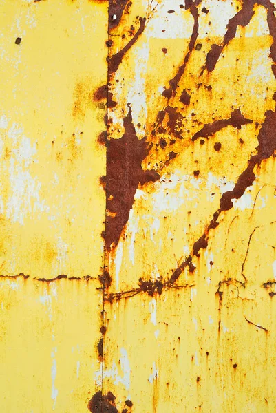 Metal Pintado Amarillo Con Textura Oxidada — Foto de Stock