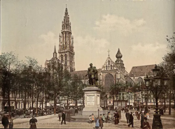 Plaats Verte Kathedraal Antwerpen België — Stockfoto