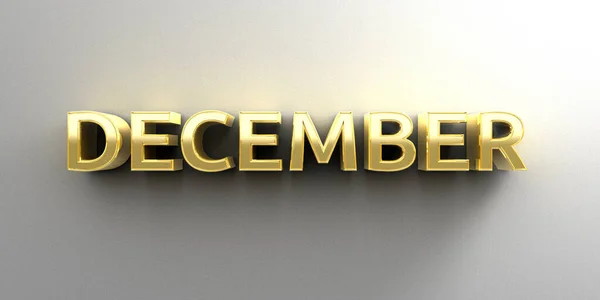 Dezember Monat Gold Qualität Render Auf Der Wand Hintergrund — Stockfoto