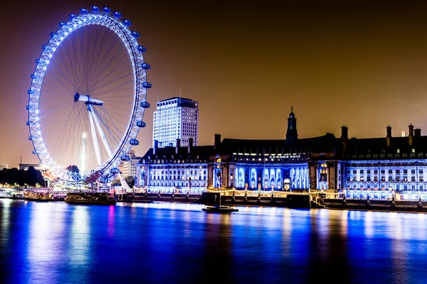 London Natten Längs Themsen — Stockfoto