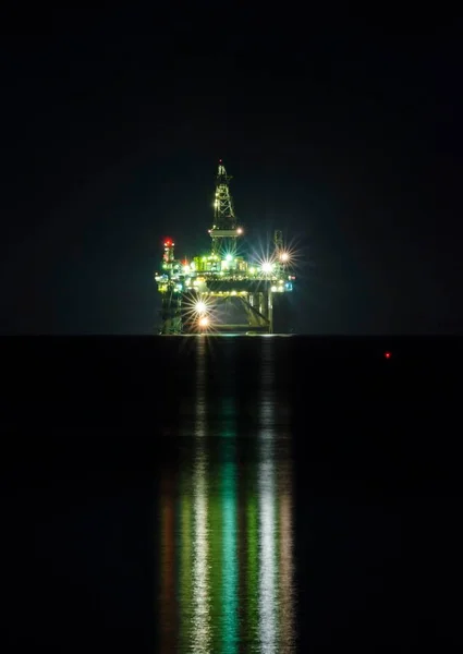 Oil Drilling Platform Night — Stock Photo, Image