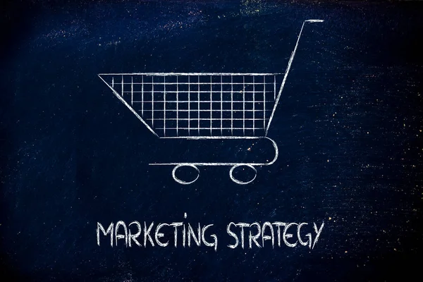 Shopping Cart Symbol Marketing Techniques Strategy — Stock Photo, Image
