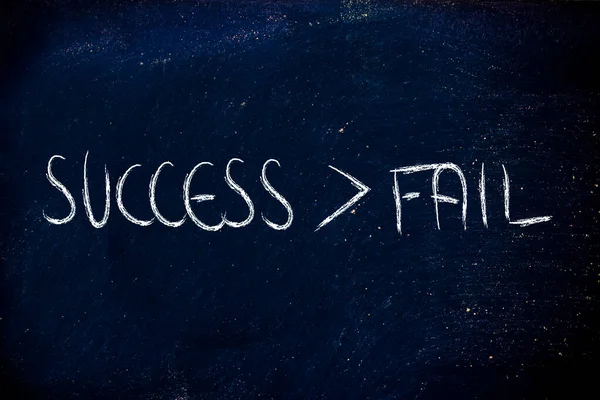 Success Beats Fail Words Blackboard — Stock Photo, Image