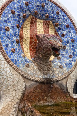 Park Guell 'in dış elementlerinin güzel manzarası