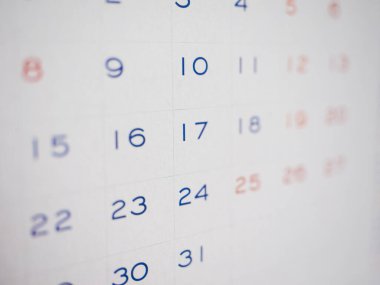 arkaplan için duvar takviminin yakın plan görüntüsü