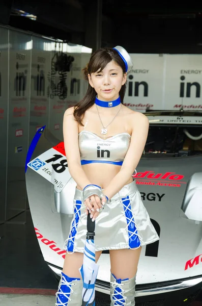 Buriram Oktober Unbekannte Race Queen Japan Mit Rennwagen Beim Rennen — Stockfoto