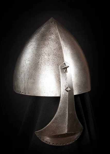 Iron Helmet Black Background — Stock Photo, Image