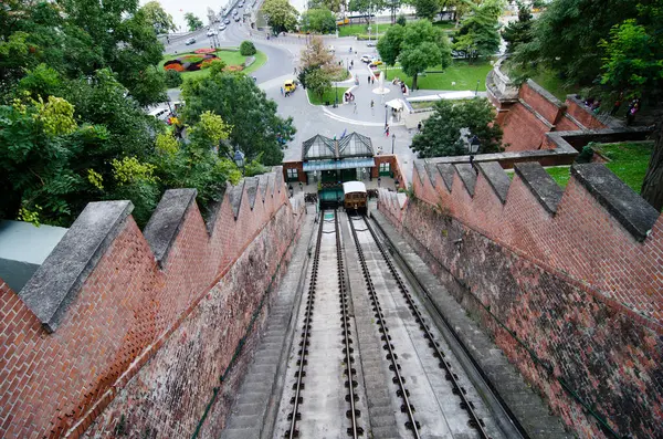 Hermosa Vista Del Antiguo Funicular Budapest —  Fotos de Stock
