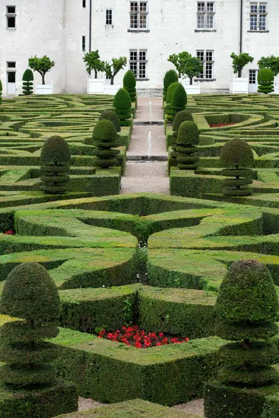 富丽堂皇的法国城堡装饰花园的美丽景色 — 图库照片