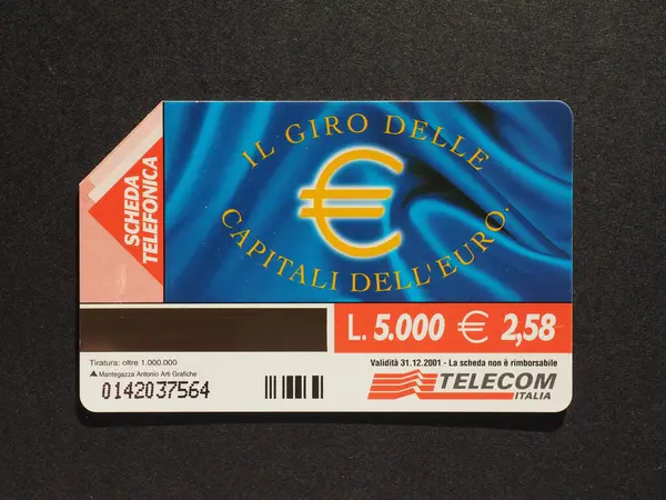 İtalyan telefon kartı yakın plan görünümü