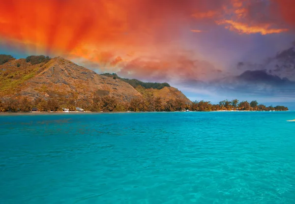 Polynesia Islands Wonderful Seascape Sunset Mountains — Stock Photo, Image
