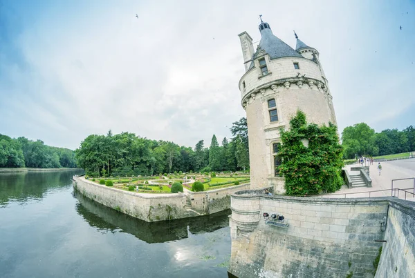 Vacker Utsikt Över Slottet Chenonceau Vid Floden Cher — Stockfoto