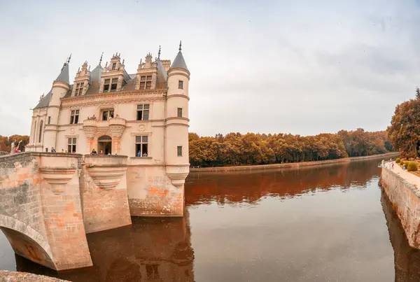 Прекрасний Вид Замок Ченонсо Річці Чер — стокове фото