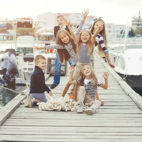 Fashion Kids Wooden Pier — Stock Photo, Image