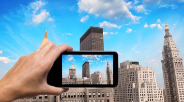 el ile new york skyline fotoğrafını smartphone