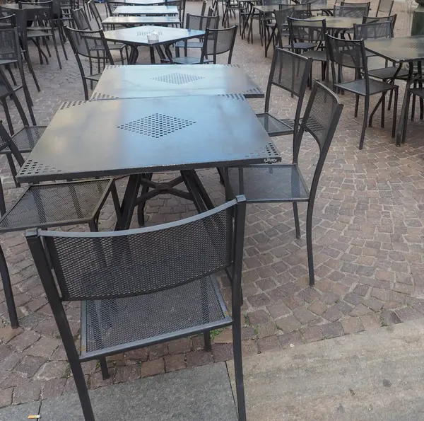 Tische Und Stühle Hintergrundansicht — Stockfoto