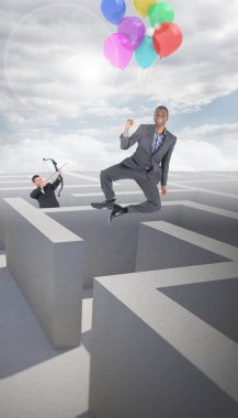 ok ve yay çekim işadamı birçok parçalardan oluşan imge