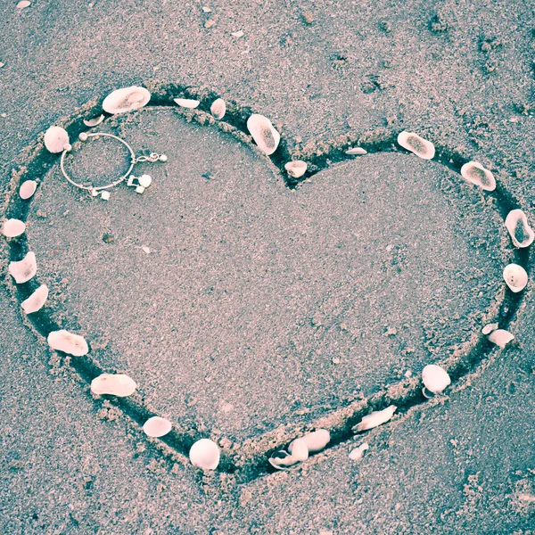 Coração Areia Praia — Fotografia de Stock