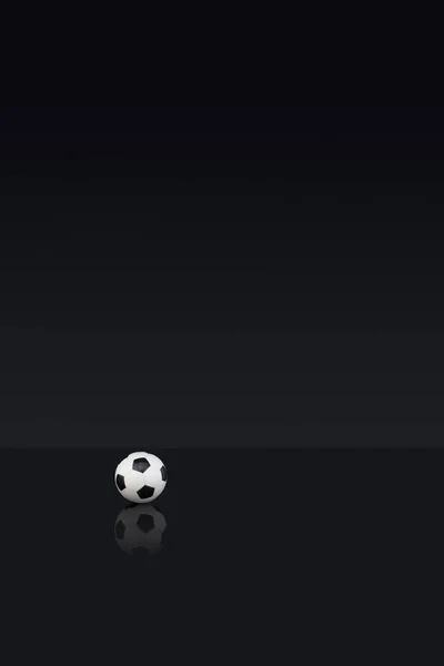 Černobílá Kožená Fotbalová Fotbal Tmavém Pozadí — Stock fotografie