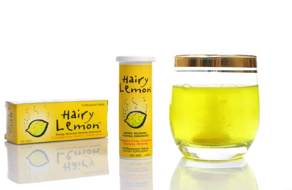Hairy Lemon Effervescent Energy Vitamin Suplement Drink — Stock Photo, Image