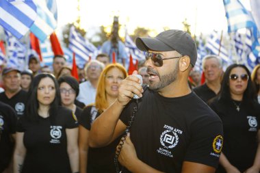 GREECE, ATHENS: Yunanistan 'ın aşırı sağ Altın Şafak partisi 16 Eylül 2015' te Atina 'da seçim mitingi düzenledi