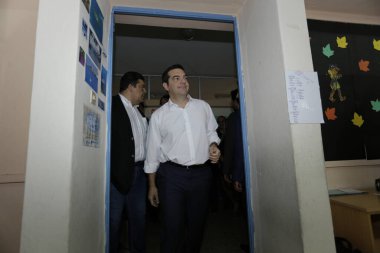 GREECE, Atina: Alexis Tsipras, 20 Eylül 2015 tarihinde yapılacak erken genel seçimlerde yaklaşık 10 milyon seçmen sandık başına giderken,