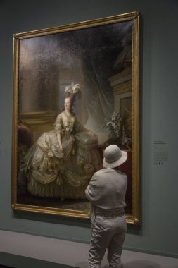 Bazı ziyaretçiler 21 Eylül 2015 'te Paris' te, Le Grand Palais 'de Elisabeth Louise Vige Le Brun' un ilk sergisinde bir tur yaparlar. Elisabeth Louise Vige Le Brun (1755-1842) döneminin en büyük portre ressamlarından biridir.. 