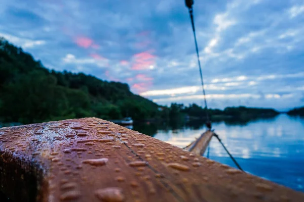 Boat Sunset Sor Bokn Close — стоковое фото