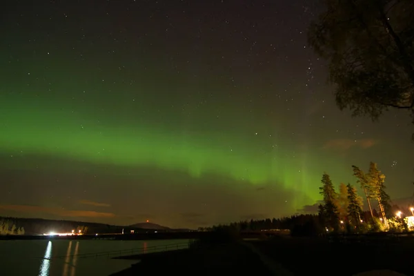 Aurora Borealis Northern Lights Nordlys Dans Ciel Nocturne Dessus Des — Photo