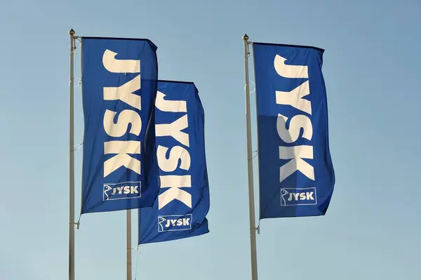 Banderas Jysk Vista Cerca — Foto de Stock
