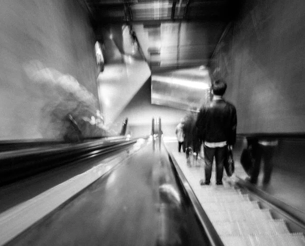 Blurred Escalator Subway Station — Stock Photo, Image