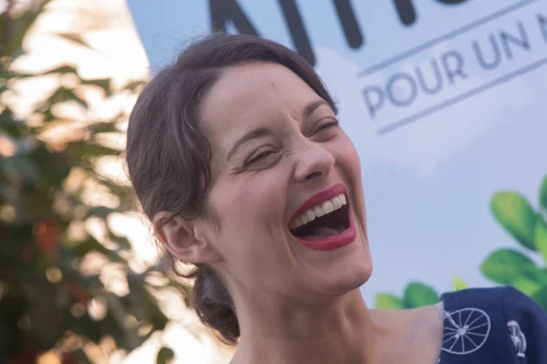 stock image FRANCE, Courbevoie: French actress Marion Cotillard attends Atmosphere Festival in Courbevoie, near Paris, on September 19, 2015.   