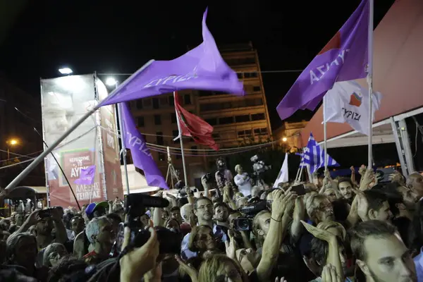 Greece 2015 Election Syriza Victory Rally — Stock Photo, Image