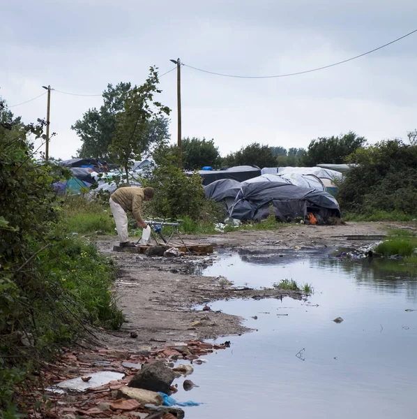 Frankreich Calais Die Hauptwasserquelle Flüchtlings Und Migrantenlager New Jungle Der — Stockfoto