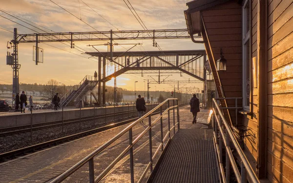 Train Railway Station Sunset — Stock Photo, Image
