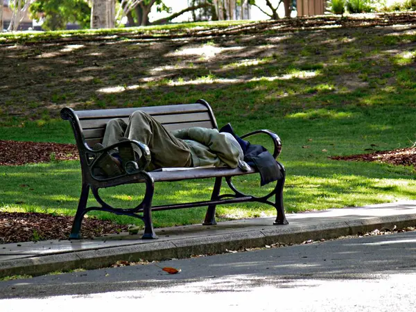 Man Sleeping Bench Park Royalty Free Stock Photos