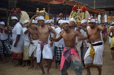 Balili Köylüler Yıllık Ngusaba Puseh Festivali 'ni Kutluyor, Bali, Endonezya     