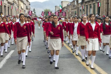 MEXICO, Morelia: Crowd participate in a celebratory parade on Sept. 30, 2015