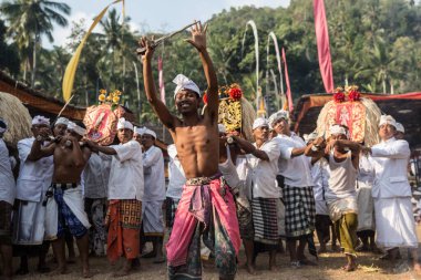 Balili Köylüler Yıllık Ngusaba Puseh Festivali 'ni Kutluyor, Bali, Endonezya     