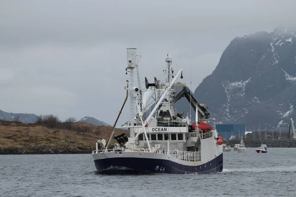 Barca Pesca Oceano Norvegia — Foto Stock