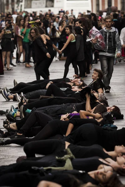 Madrid Protesta Contra Violencia Las Mujeres — Foto de Stock
