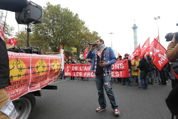Paris France Manifestants Sur Manifestation Des Réfugiés — Photo