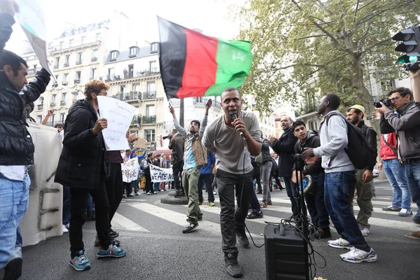 Paris França Manifestantes Manifestação Refugiados — Fotografia de Stock