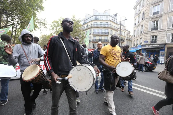 Paris France Manifestants Sur Manifestation Des Réfugiés — Photo
