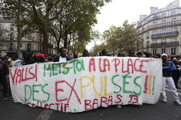 Paris France Mülteci Gösterisinde Protestocular — Stok fotoğraf