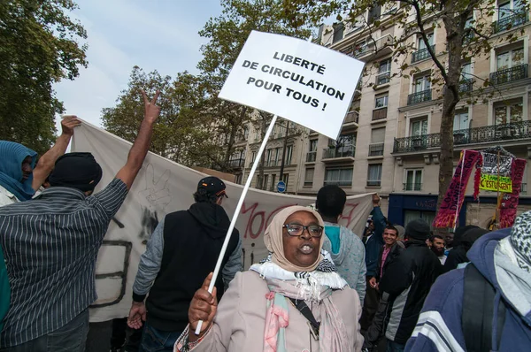 França Paris Pessoas Comício Refugiados — Fotografia de Stock