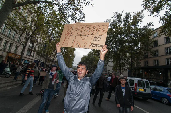 France Paris People Refugee Rally — Stock Photo, Image