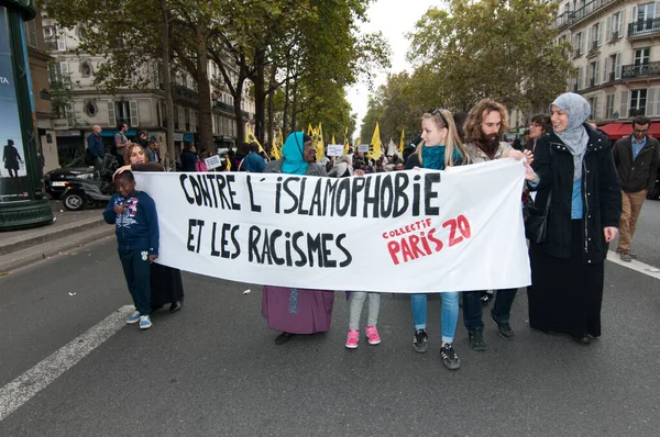 France Paris People Refugee Rally — Stock Photo, Image