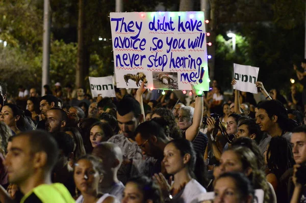 Israel Tel Aviv Estimated 000 People Marched Tel Aviv Animal — Stock Photo, Image